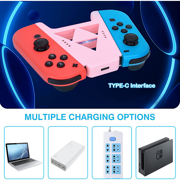 Slide Joy Con Laddningsgrepp för Switch/Switch OLED Portabel Joy Con Laddare Kontroll Komfortgrepp Snabb Laddning Medan Du Spelar (Rosa)_xx