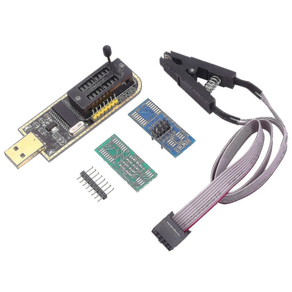 CH341A USB-programmer Eeprom Bios Flasher Programmerbar logikkrets med Sop8 Flash-klipp Kompatibel med 24/25-seriebrikke