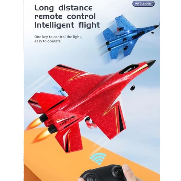 Remote-Controlled Drone/Plane with Gyroscope - Model HW33 - Blue or Red - Blå 403000