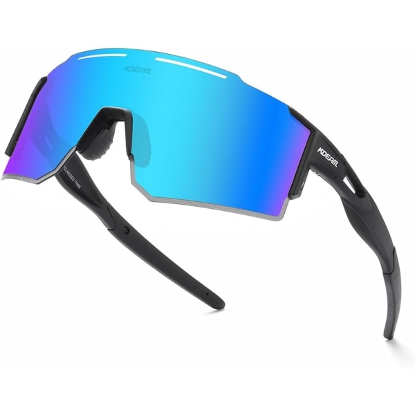 Polariserte sportssolbriller for menn Polariserte sykkelsolbriller for kvinner UV400 beskyttelse TR90 Blue-black