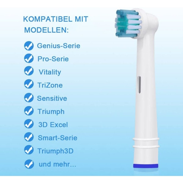8 børstehoveder kompatible med Oral B elektrisk tandbørste