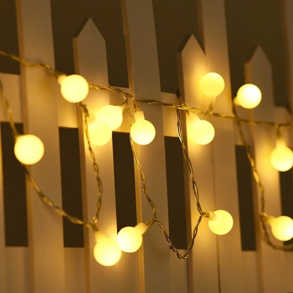 6M 40 LED Lysstreng Kugle Lysstreng Belysning Fest Have Dekoration Lampe Festbelysning Juledekoration (Varmt Hvidt)