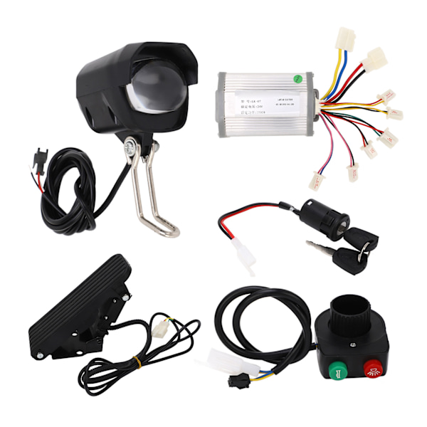24V 1000W Motorstyring Fodpedal Forlygte Pære Switch Kit Elcykel Trehjulede Scooter Konverteringssæt