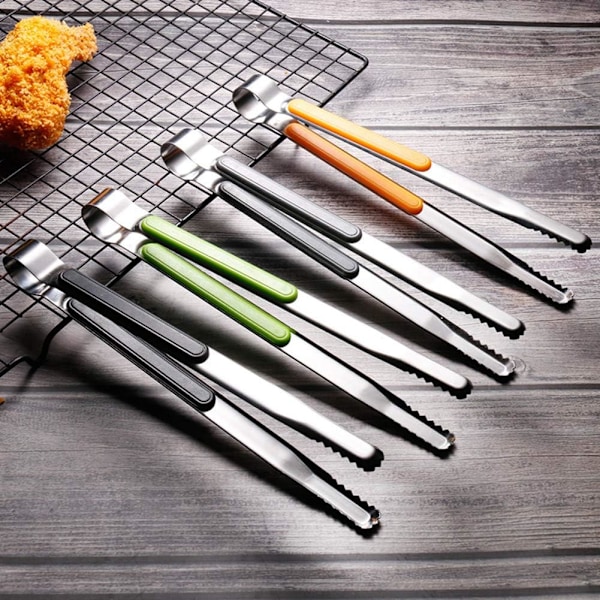 Køkken tang, grilltang, lange tang, rustfrit stål grilltang, grøn