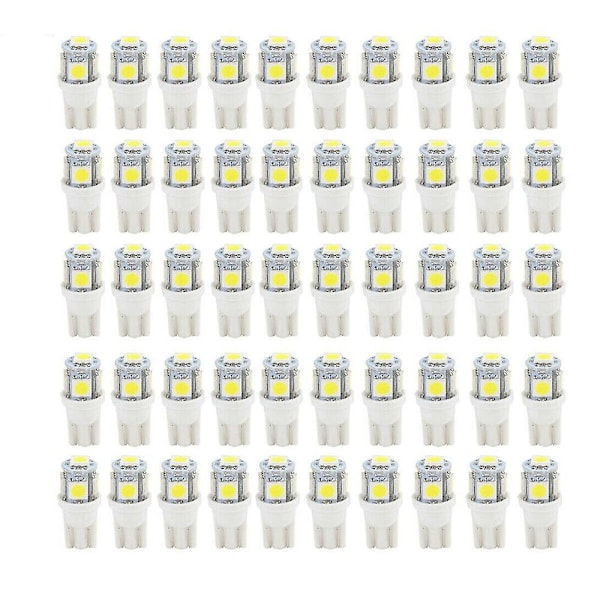 50 stk. Super Hvide T10 Wedge 5-smd 5050 LED lamper W5w 2825 158 192 168 194