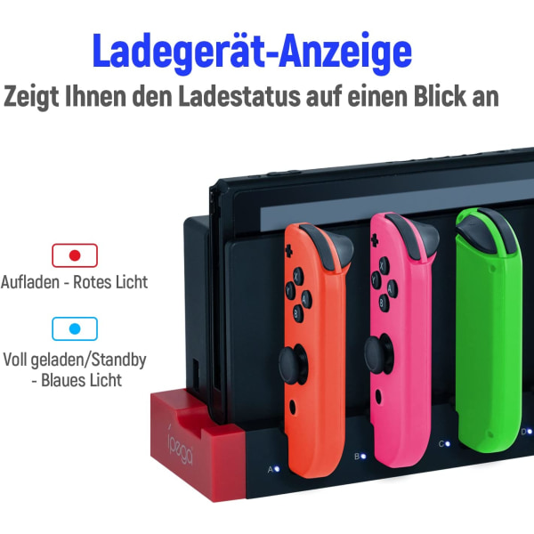 Bryter 4 i 1 Joy-Con ladestasjon, for NS Switch Controller lader