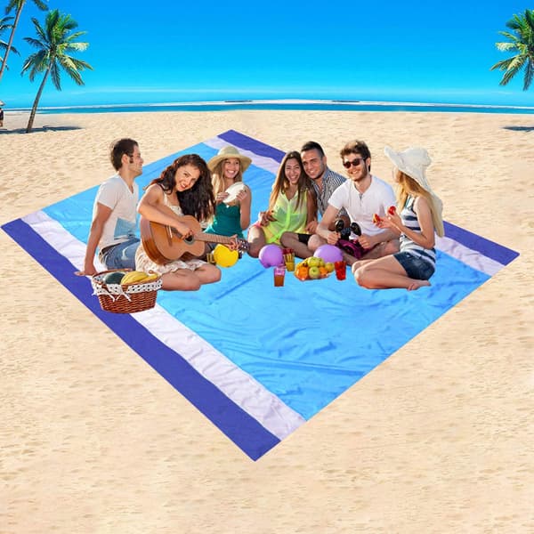 Strandtæppe Oversized 82\" X79\"Sand Proof Strandmåtte Udendørs Picnicmåtte til Rejser, Camping, Vandreture
