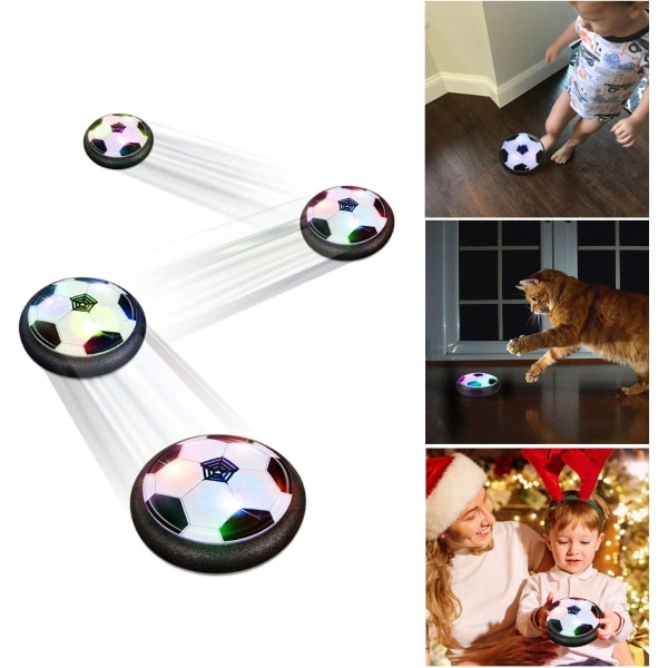 Barnleksaker Air Power fotbollsspel inomhusfotbollspresenter för pojkar Flickor med mjuka skumstötfångare och färgglada LED-lampor Musik-svart