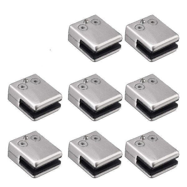 Glass clamp, 8-pack stainless steel square clamp 6-8 mm glass clamp clamp mounting flat back