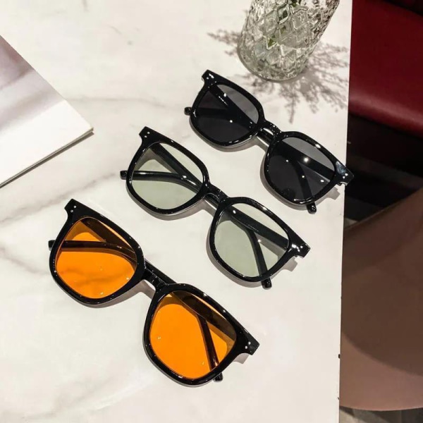 Nye retro solbriller til mænd, kvinder Klassisk firkantet sort stel S A2