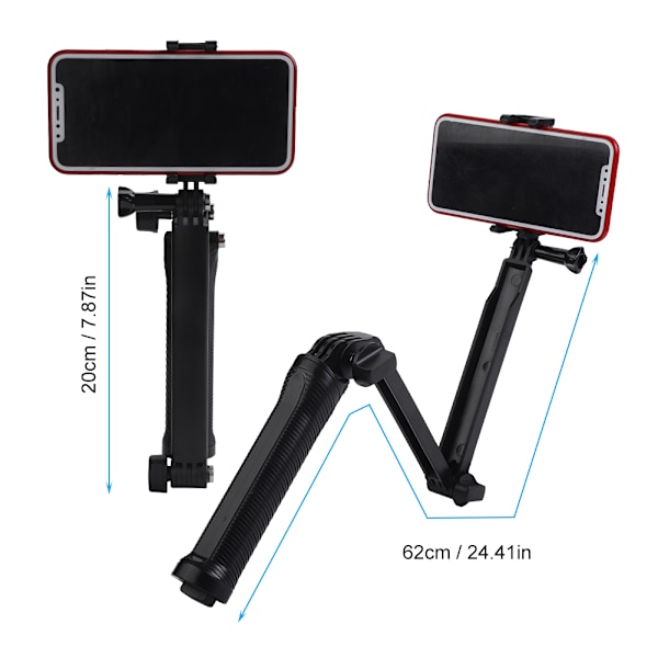 Portabel Teleskopisk Selfie Stick Stativ Bluetooth Fjärrkontroll Mobiltelefonklämma Kit