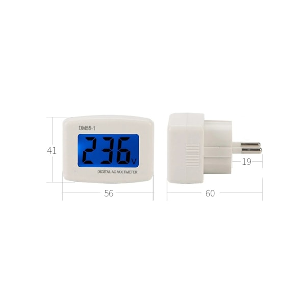 Digital LCD Voltmeter Blå Baggrundsbelysning 220V, EU Stik Spænding Te DXGHC
