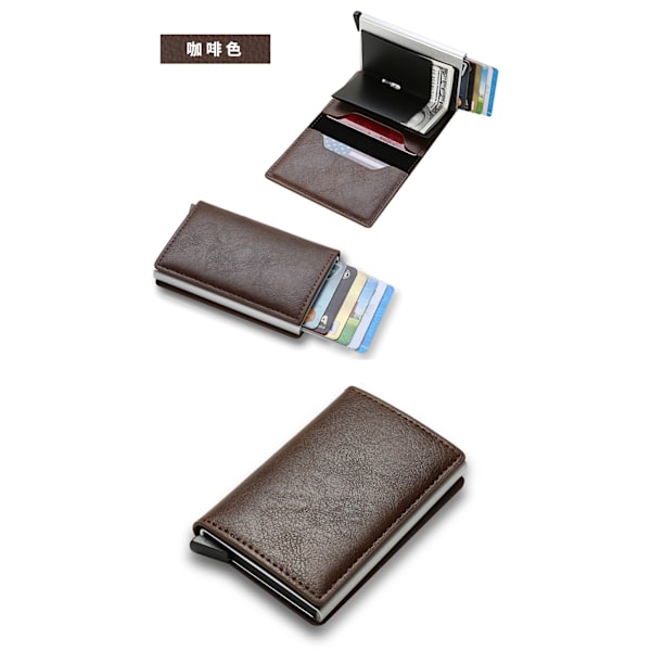 RFID Kortætui Kreditkort Holder Metal Kortætui Mænd Flere Kortlommer Tegnebog Tyverisikret Swipe Automatisk Foldning Carbon Fiber Bronze