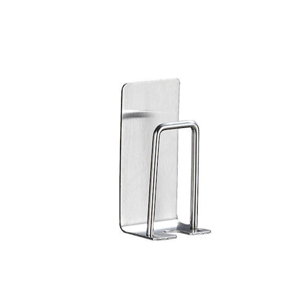 Väggmonterad tandborsthållare med självhäftande borstat rostfritt stål (2-pack)