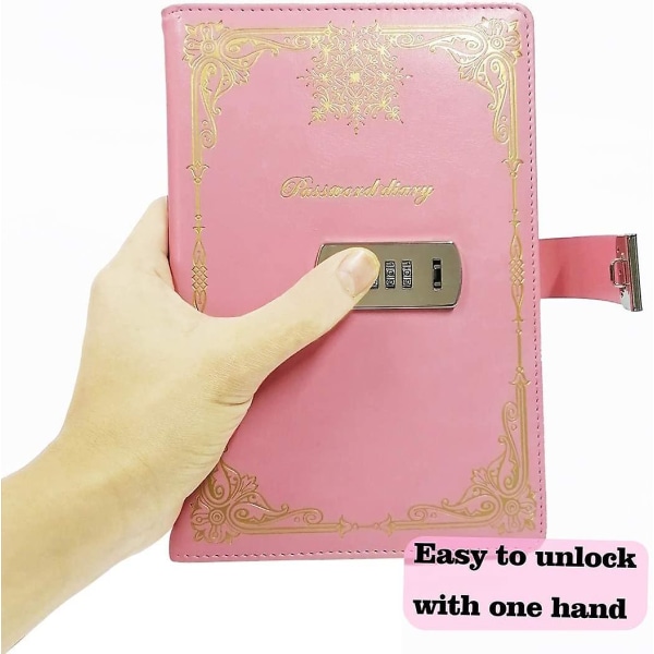 Dagbog-med-lås til piger, dagbog med kombinationslås til kvinder, journal med lås, låst dagbog til drenge
