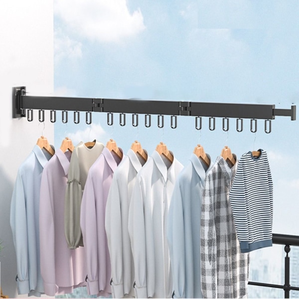 Foldbar tøjbøjle Foldbart tøjstativ SORT 3 STÆNGER Sort_xx Black 3 Rod