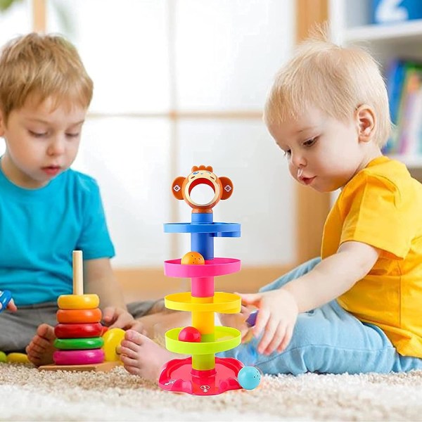 Baby Leksak 9-18 Månader, Bollkast och Rullramp Leksak för 1 År Gamla Pojkar Flickor