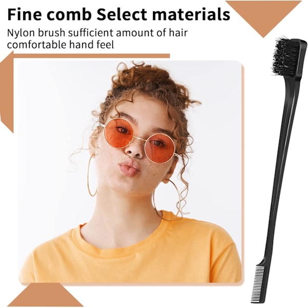 Slick Brush Sæt Teasing børste Sæt Plastik børste Hårbørste Teasing kam Kant hår børste Grooming kamme Black