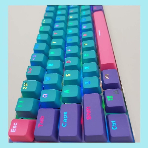 61 Pbt Keycaps 60 Percent, Ducky One 2 Mini Keycaps OEM-profil (farge: blå)