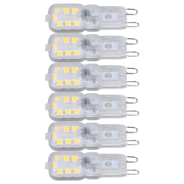 G9 Pære Dæmpbar Øjenbeskyttelse Energibesparende 14 LED'er 3W Pære til Lysekrone Bordlampe 6 stk. Naturligt Lys 110V 0.1