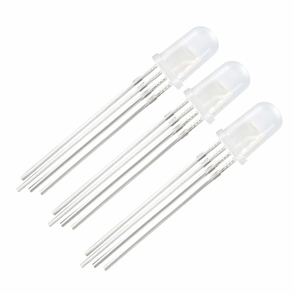 50 stk. 5mm RGB LED Dioder Tricolor (Multifarvet Rød Grøn Blå 4-benet Fælles Katode) Belysning Elektroniske Komponenter Lysdiode