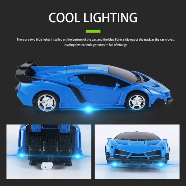 Fjernstyrt robotbil for barn - Transformer - Anti-fall puslespill - Bil leker for barn gutt jente Police Car