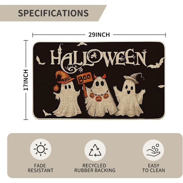 Artoid Mode Ghost Pumpkin Bat Musta Halloween-ovi Matto ja Keittiömatot 2 kpl