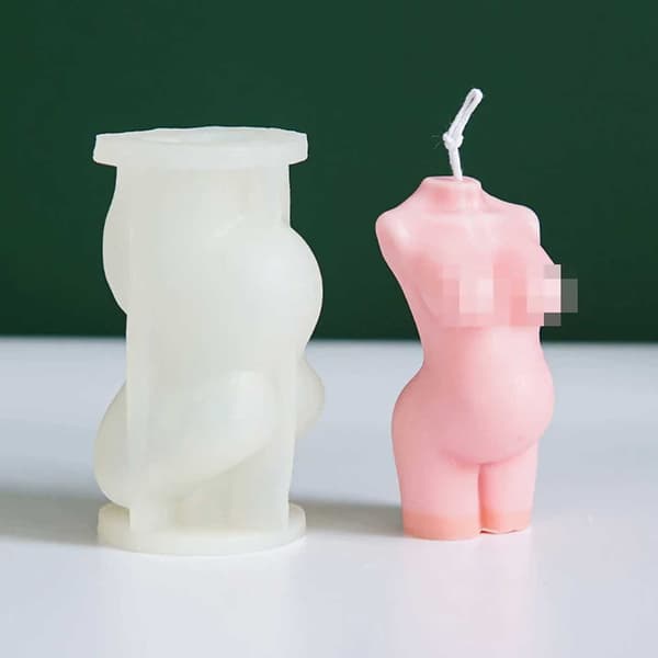 Lysform Stearinlys Gravid Kvinde 3D 9cm hvid white