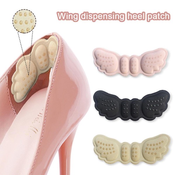 Kvinnor högklackat innersula Kudddyna Butterfly Sticky Foot Heel Protector Liner Grips Pad（3st）