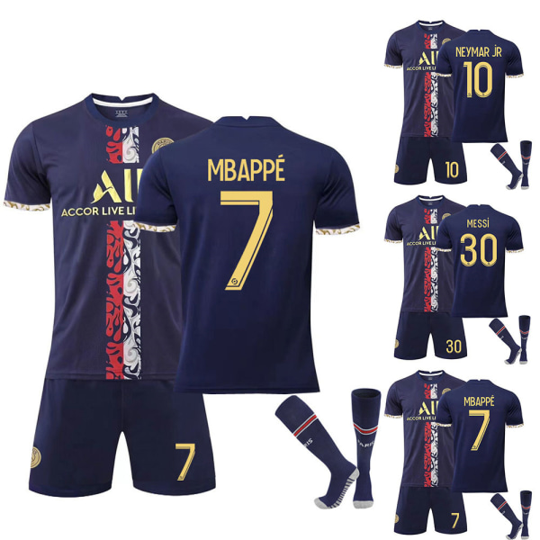 Messi nr 30 Mbappe nr 7 Jersey Fotboll Fotboll Sportkläder #7 4-5Y #7