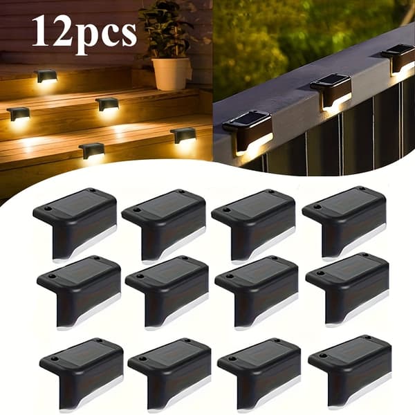12 Stykker Solcelle Udendørslys Sæt Hjem Have Dekorative Lys til Gårdhave Altan Trapper White Shell White Light 12 Pieces