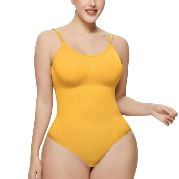 Body til kvinder Mavekontrol Shapewear Seamless Sculpting Thong Body Shaper Tank Top gul gul yellow 2XL
