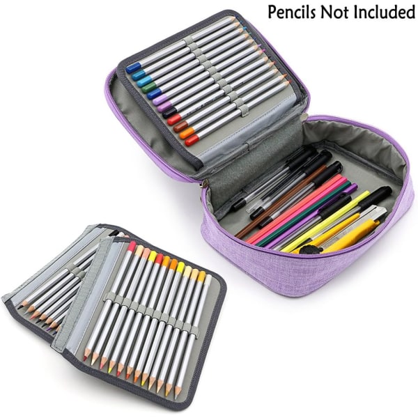 Stort blyantveske Skrivesaker veske Veske for skole/høgskole/Uni Sleeve Avtakbar for fleksibel bruk (lilla)