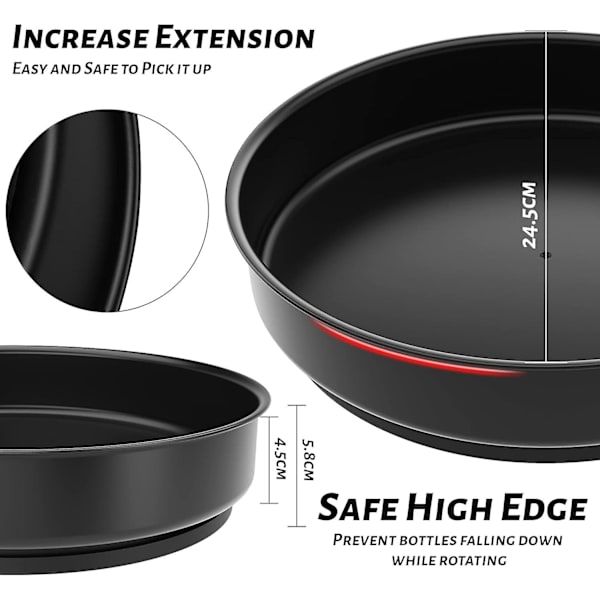 Metal Lazy Susan drejeskive drejeskive skabarrangør roterende krydderihylde køleskab drejeskive opbevaring til skab krydderier flasker 25,5 cm sort