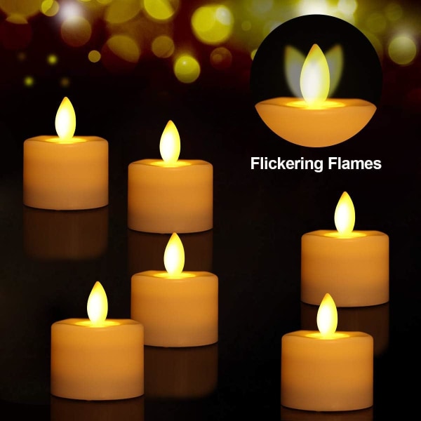 Batteridrivna Flameless falska värmeljus 12st, blinkande mobil veke LED värmeljus Jul Halloween fest