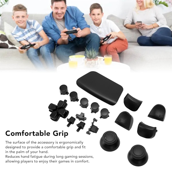 16 stk spillkontrollknapper for PS5-kontroller, erstatningsknapper for tommel og avtrekkere for PS5-kontroll Black