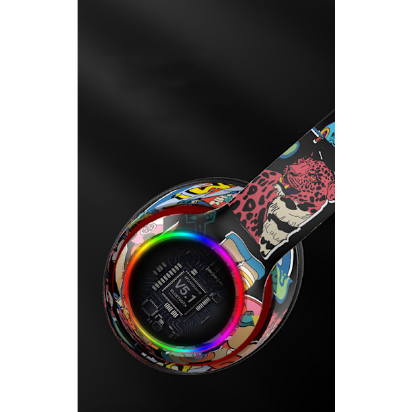 Trådlöst spelheadset, RGB HiFi Stereo Bluetooth-hörlurar med inbyggd mikrofon, lätta bärbara over-ear-hörlurar för dator