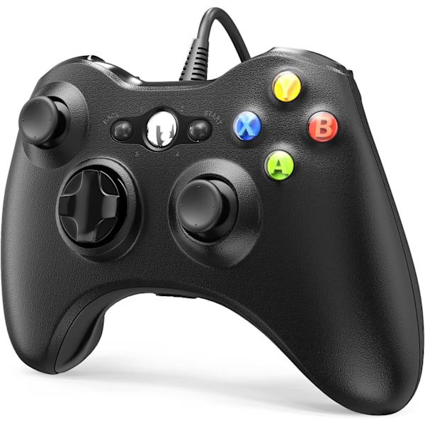 Langallinen ohjain 360:lle, Peliohjain 360:lle kaksoisvärinällä, Turbo-yhteensopiva Xbox 360/360 Slim ja PC Windows 7,8,10,11 (musta) black