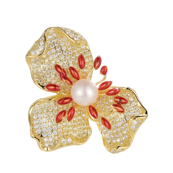 Elegant Pearl Flower Brosje Pins Broches Costume