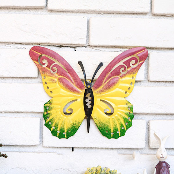 Velkomstskilt Ornament Simulation Metal Solsikke Sommerfugl Vægkunst Hængende Gårdhegn Dekoration til Hjem Udendørs Purple Butterfly