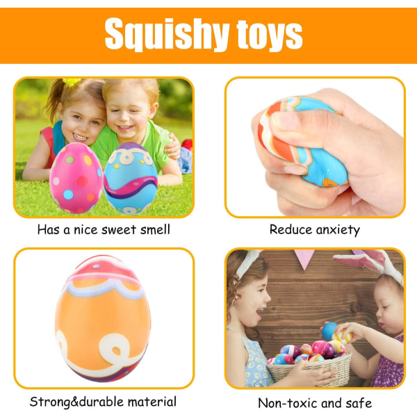 12 Pack Påskägg Squishy Leksaker, Påskkorg Fyllning Långsamt Stigande Stress Squishies