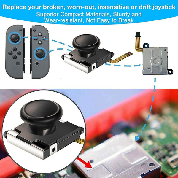 Joycon Joystick erstatningssett for Nintendo Switch Ns venstre høyre kontroller