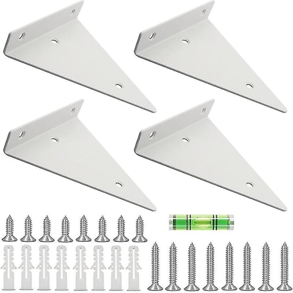 Hyllebraketter Metallvegghyllebrakett Flytende hyllebraketter, Triangle Invisible Hyllebrakett(2 stk, sølv)