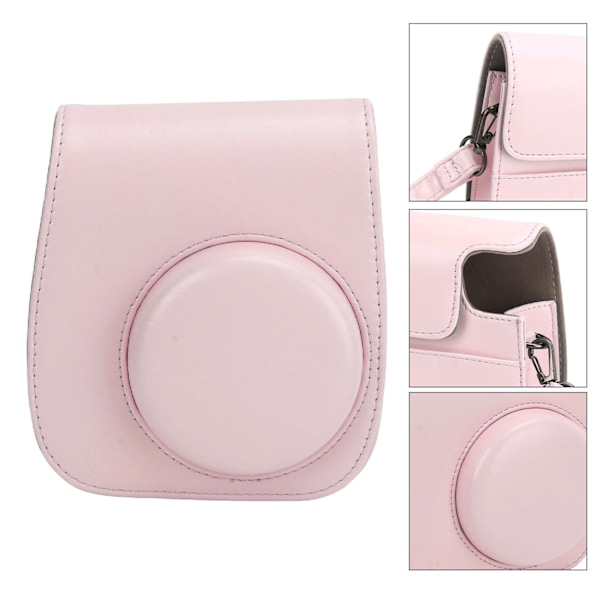 Mini-hetkikuvien kameran suojapussi PU-kotelo Fujifilm Instax Mini 12:lle, albumilla, värikkäillä ripustimilla, tarroilla, vaaleanpunainen