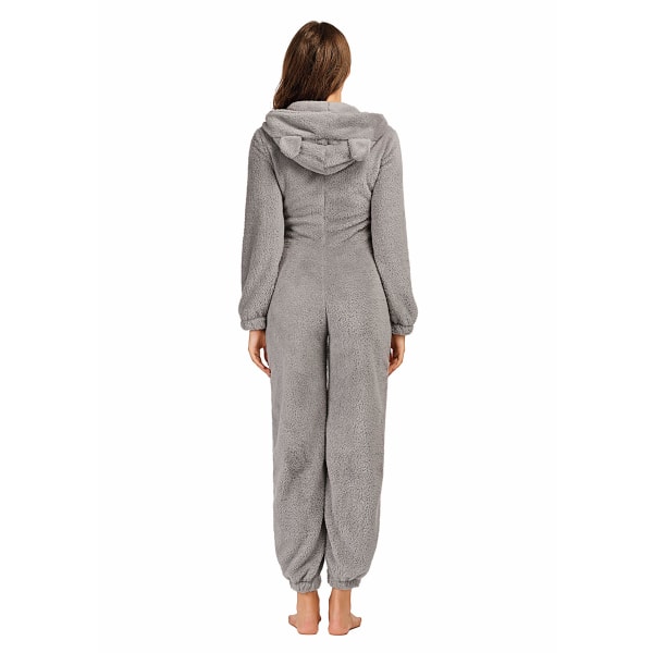 Jumpsuit för damer, mysig vinter-onesie, mysiga pyjamas för damer Grey L