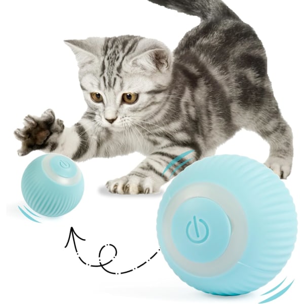Interaktiv kattleksaksboll, 360° självroterande elektrisk boll, kattboll med LED-ljus, USB,