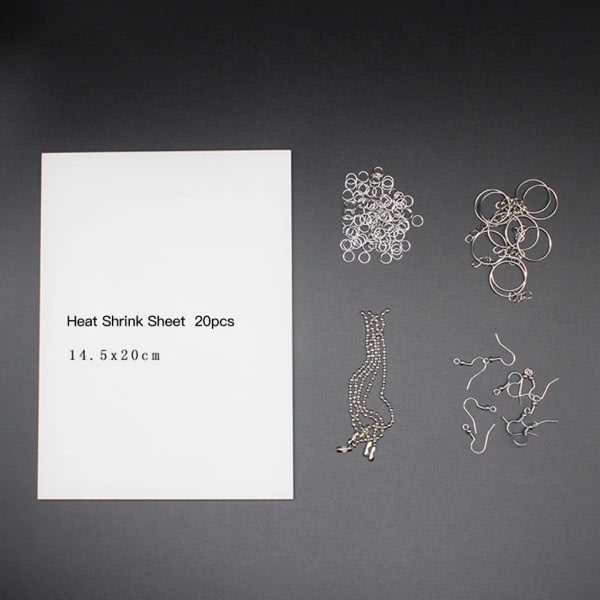 Heat Shrink Plastic Film Kit 20 stk. Blank Clear Shrink Plastic nøkkelringer og annet DIY-dekorasjonstilbehør