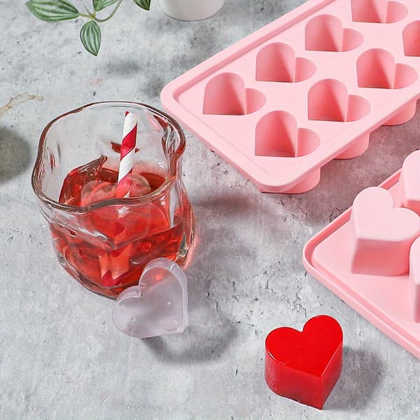 1 3 stk. lyserøde silikone hjerteformede isterningforme 10 huller nem udløsning genanvendelig Valentinsdag single pack