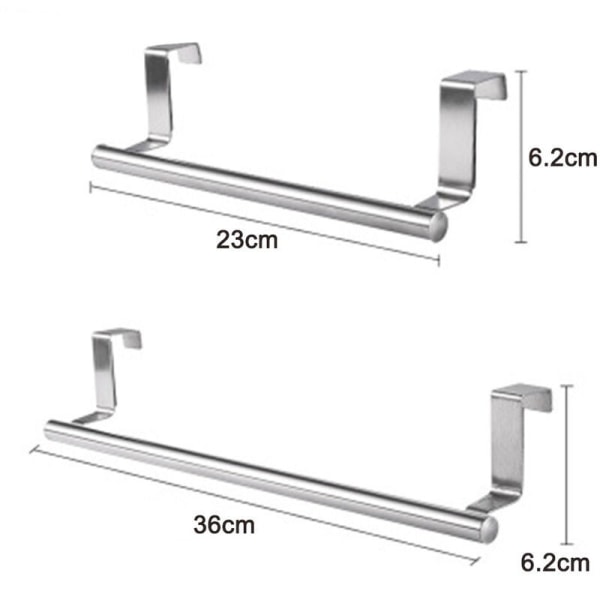 Moderne håndkleholdere med kroker for bad og kjøkken, børstet rustfritt stål håndkleholder på skap 23×6,2cm