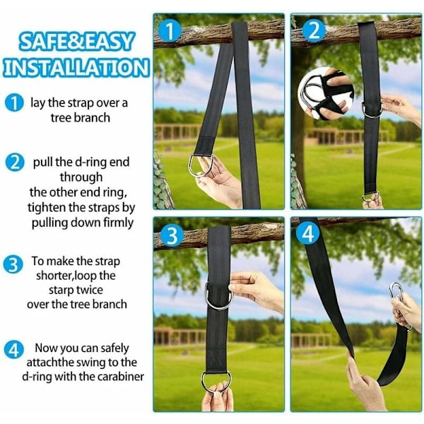 Hængekøje Stropper 1 Pakke Kit Heavy Duty Swing Stropper Suspension 150 med D Ring Max Belastning 1000KG Perfekt til Hængekøje, Voksen Børnegynge
